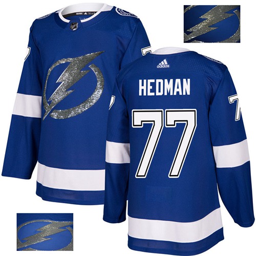 Adidas Lightning #77 Victor Hedman Blue Home Authentic Fashion Gold Stitched NHL Jersey - Click Image to Close